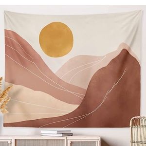 Neutral Minimalist Sunrise/Sunset Warm Colorful Festival Boho Tapestry/Wall Art